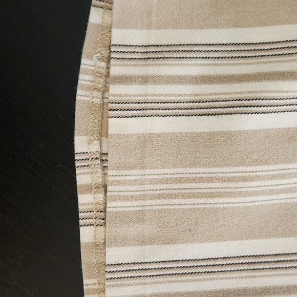 LOFT Women's Striped Khaki and White Cropped Pants Size 14 Preppy Khaki Pants