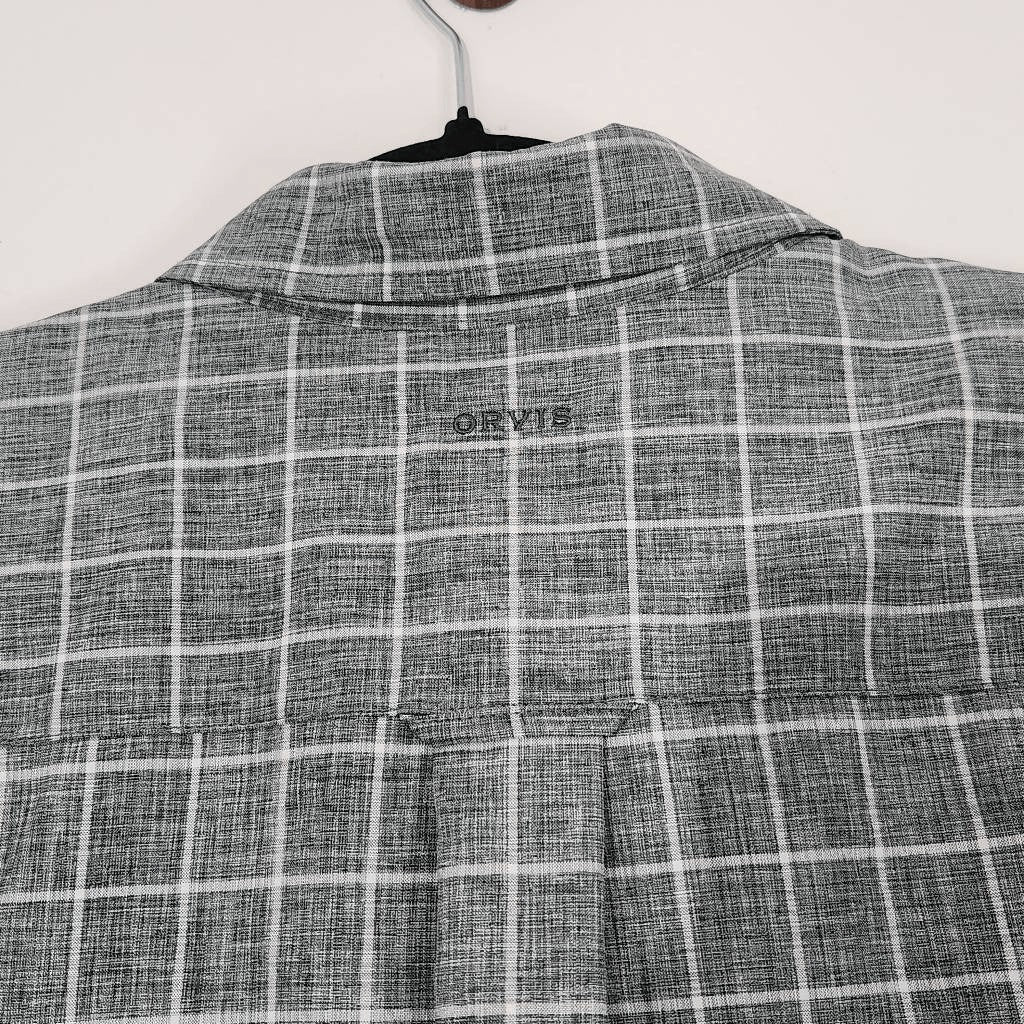Orvis Gray and White Check Plaid Long Sleeve Button-Down Shirt Size XL
