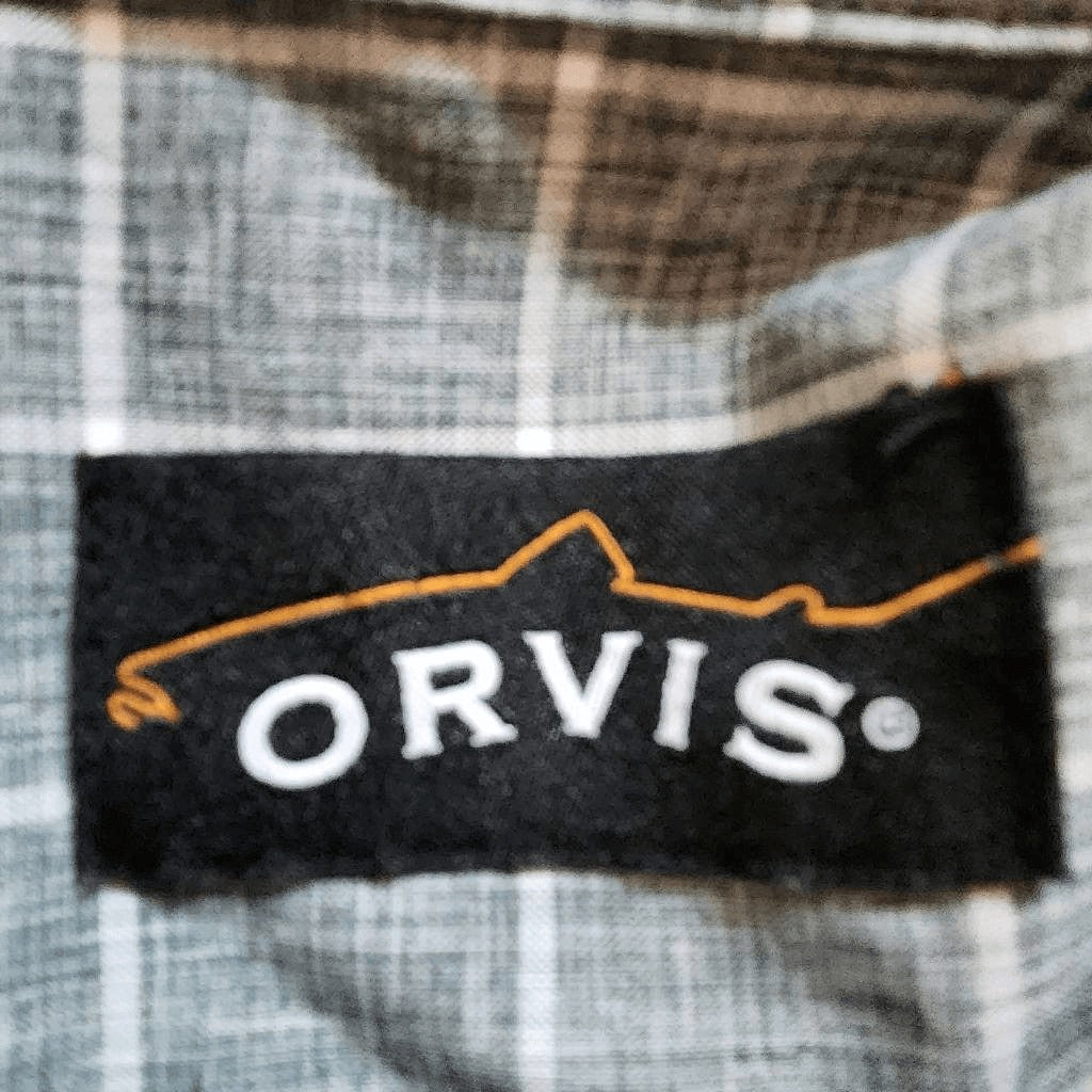 Orvis Gray and White Check Plaid Long Sleeve Button-Down Shirt Size XL