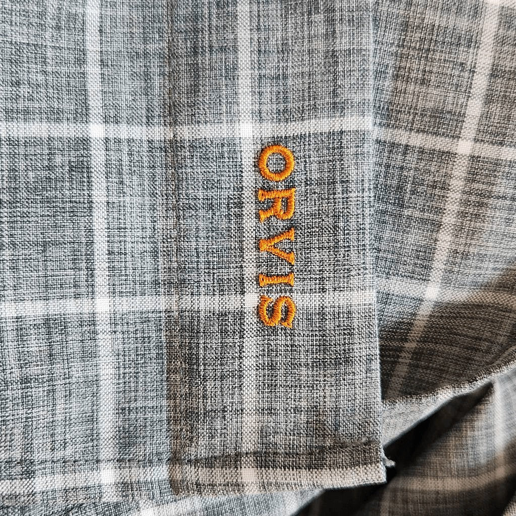 Orvis Gray and White Check Plaid Long Sleeve Button-Down Shirt Size XL
