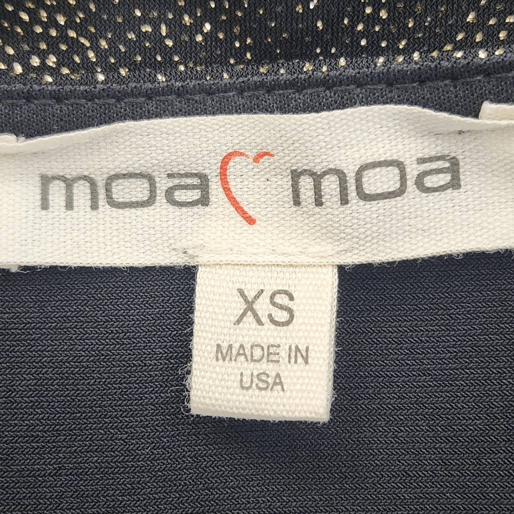 Moa Moa Black and Gold Top with Full Sheer Sleeves NWOT Size XS Black Wrap Top