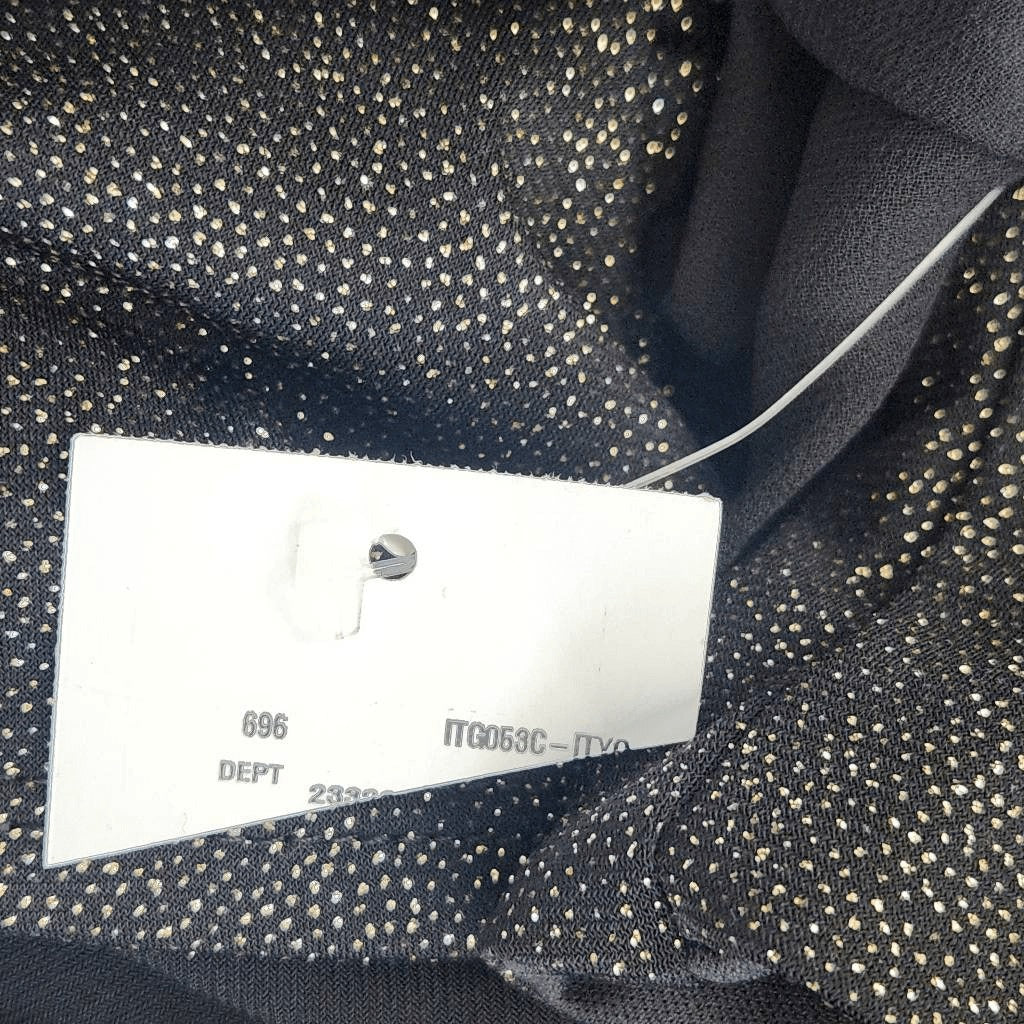 Moa Moa Black and Gold Top with Full Sheer Sleeves NWOT Size XS Black Wrap Top