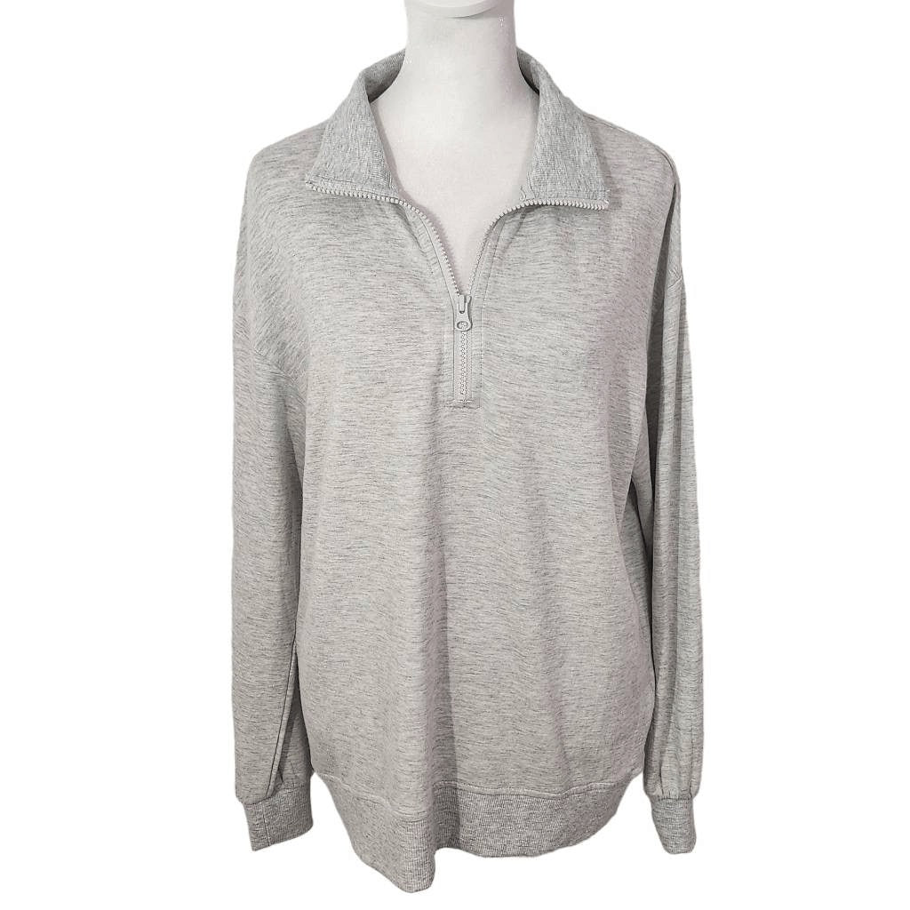 Three Dots Gray Pullover Sweatshirt Small Gray Sweatshirt Quarter-zip Pullover