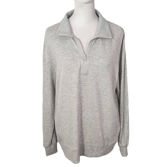 Three Dots Gray Pullover Sweatshirt Small Gray Sweatshirt Quarter-zip Pullover