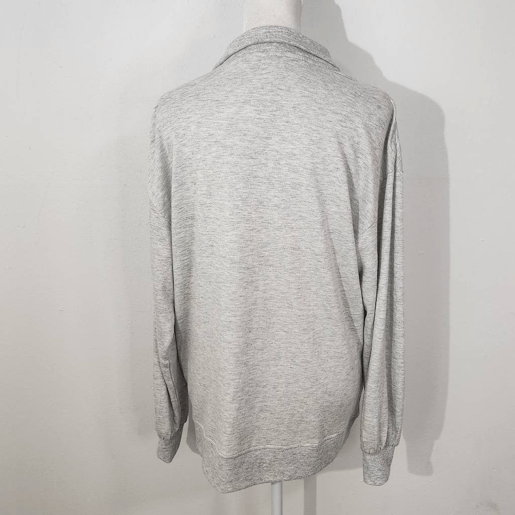 Three Dots Gray Pullover Sweatshirt Small Gray Sweatshirt Quarter-zip Pullover