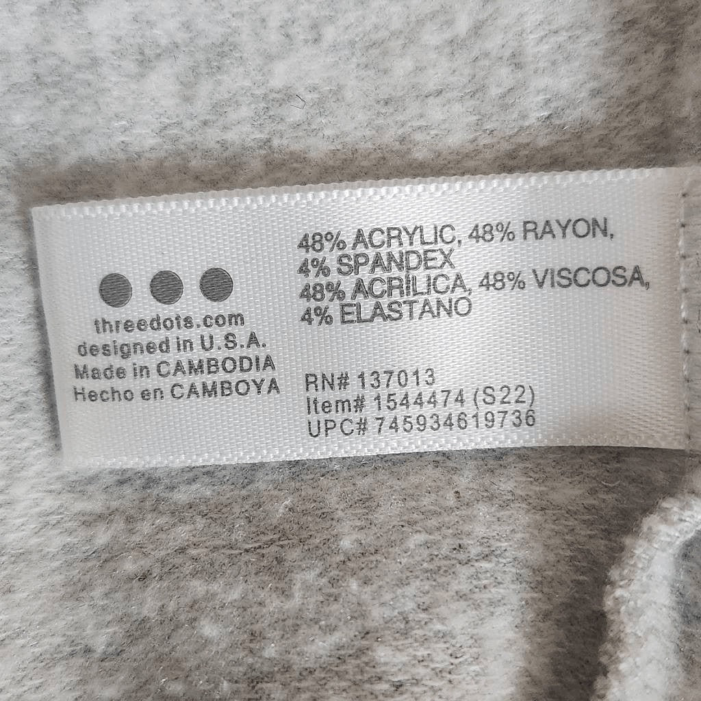 Three Dots Gray Pullover Sweatshirt Small Gray Sweatshirt Quarter-zip Pullover