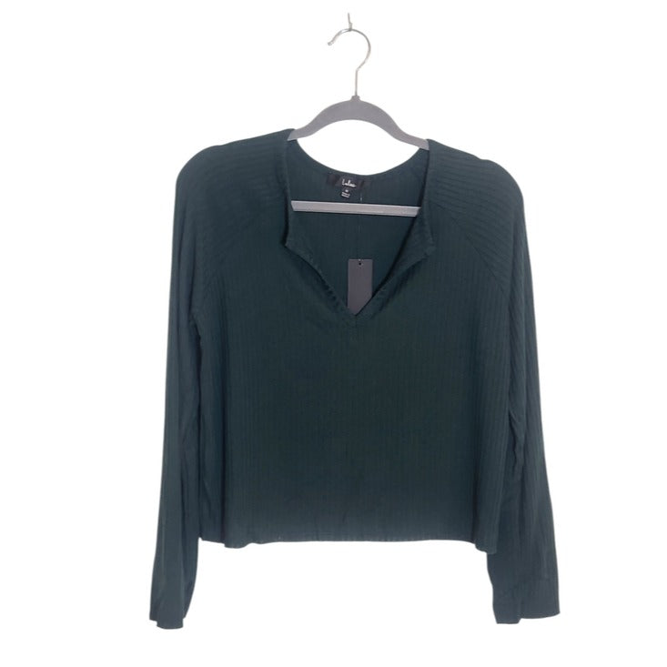 Lulus Forest Green Ribbed Knit Cropped Top Size Medium NWT