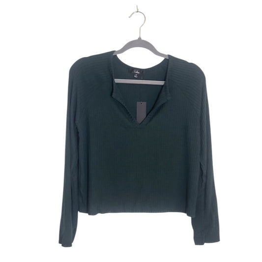Lulus Forest Green Ribbed Knit Cropped Top Size Medium NWT