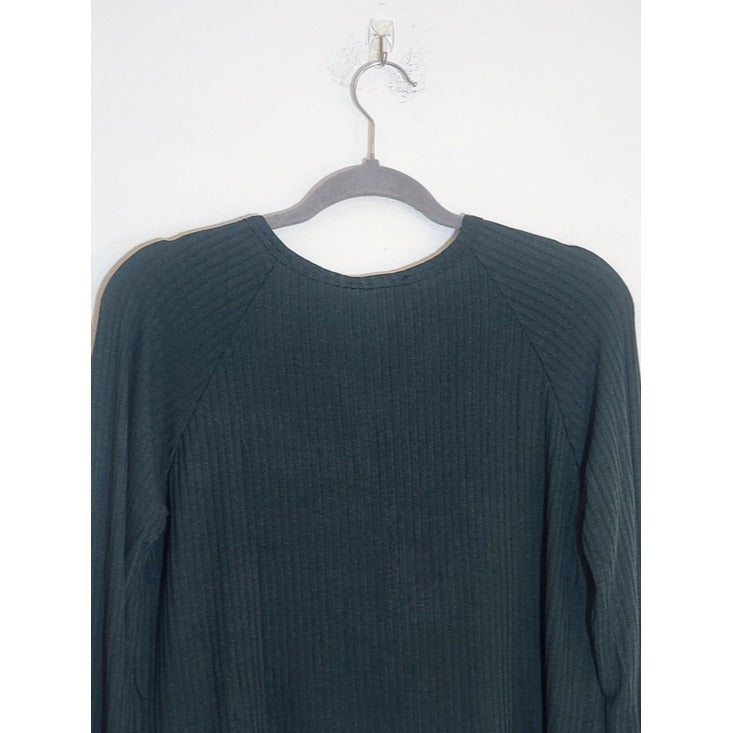 Lulus Forest Green Ribbed Knit Cropped Top Size Medium NWT