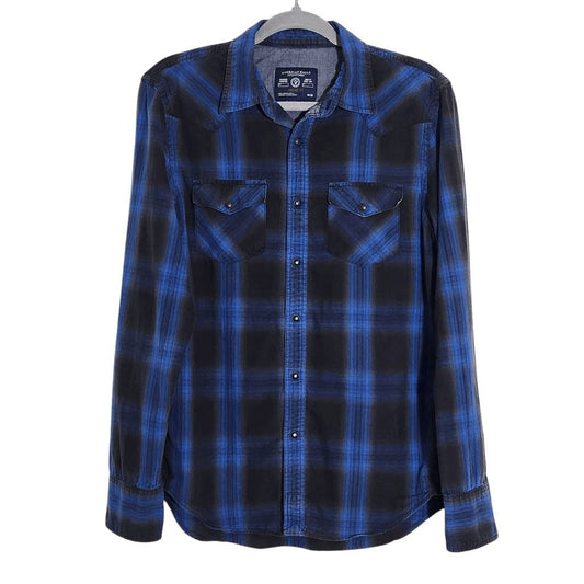 American Eagle Outfitters Blue and Black Western Style Shirt Size Medium