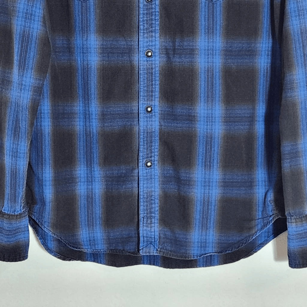 American Eagle Outfitters Blue and Black Western Style Shirt Size Medium