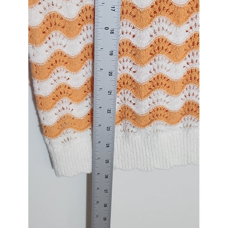 LOFT Orange and White Knit Sweater Size Large NWT