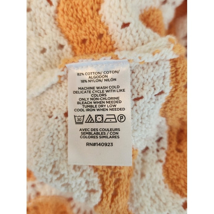 LOFT Orange and White Knit Sweater Size Large NWT
