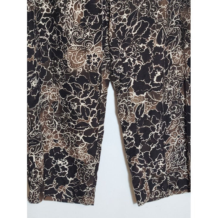 Tommy Bahama Brown Floral Capri Pants Size 4