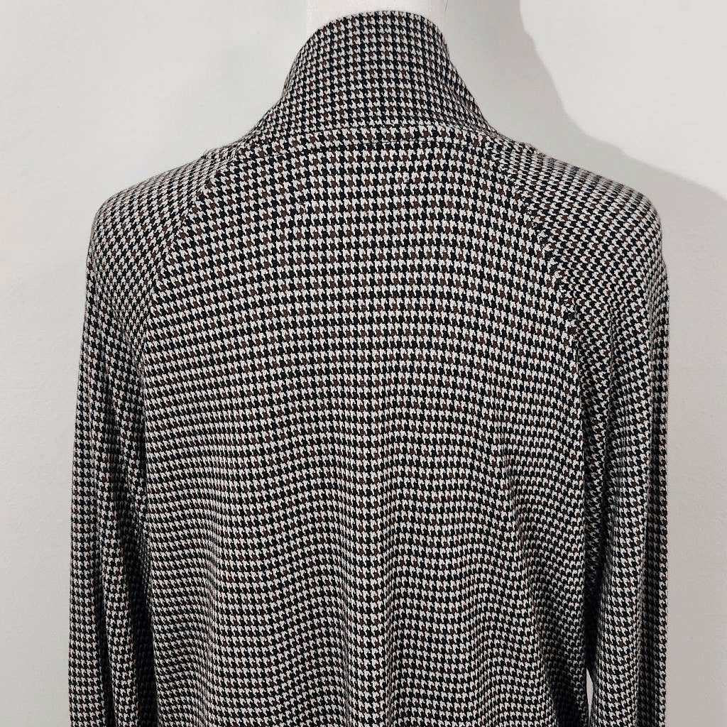 Lou & Grey Loft Brown and Black Houndstooth Knit Mock Turtleneck Top Size Small