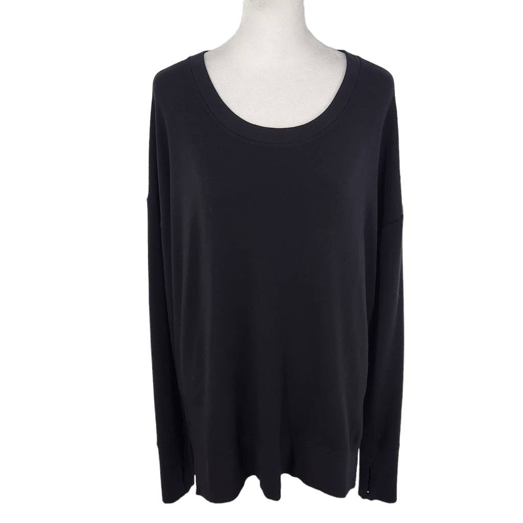Athleta Black Long Sleeve Oversized Sweatshirt with Side Slits Size Medium