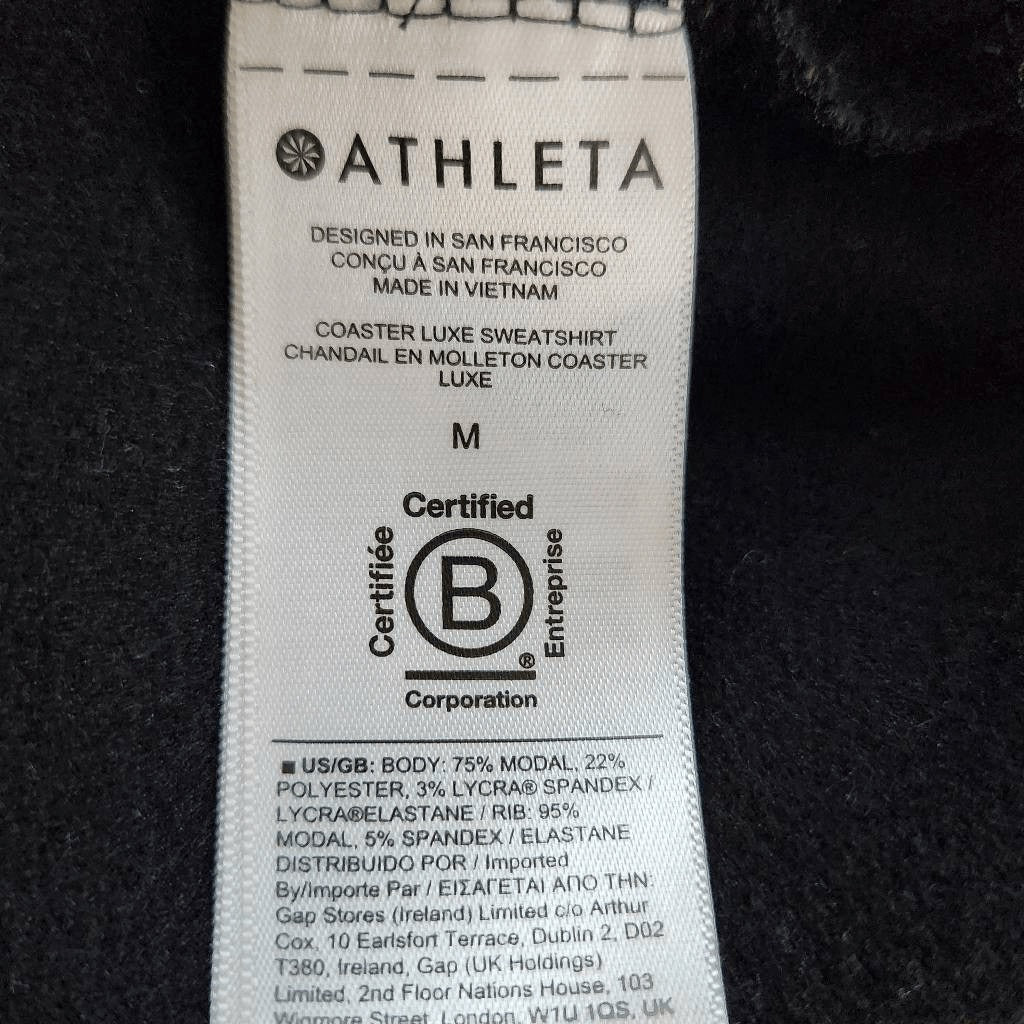 Athleta Black Long Sleeve Oversized Sweatshirt with Side Slits Size Medium