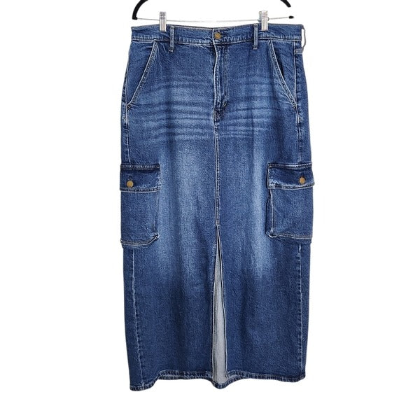 a.n.a Denim Cargo Maxi Skirt Size 14