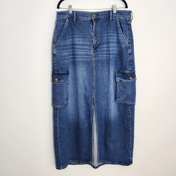 a.n.a Denim Cargo Maxi Skirt Size 14