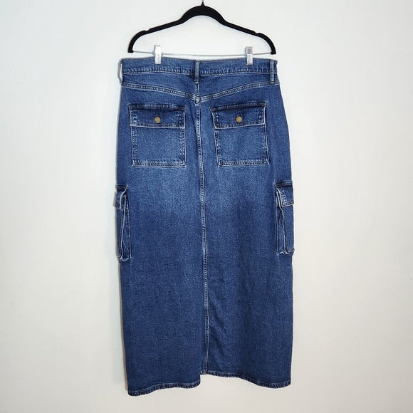 a.n.a Denim Cargo Maxi Skirt Size 14