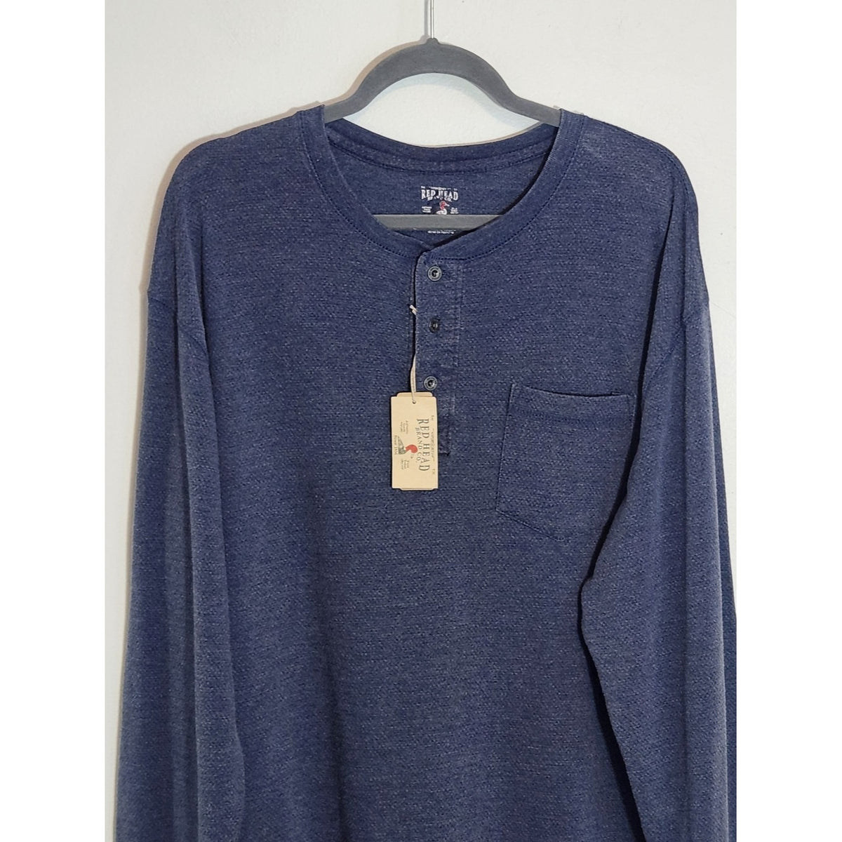 RedHead Blue Long Sleeve Henley Shirt NWT Size Large