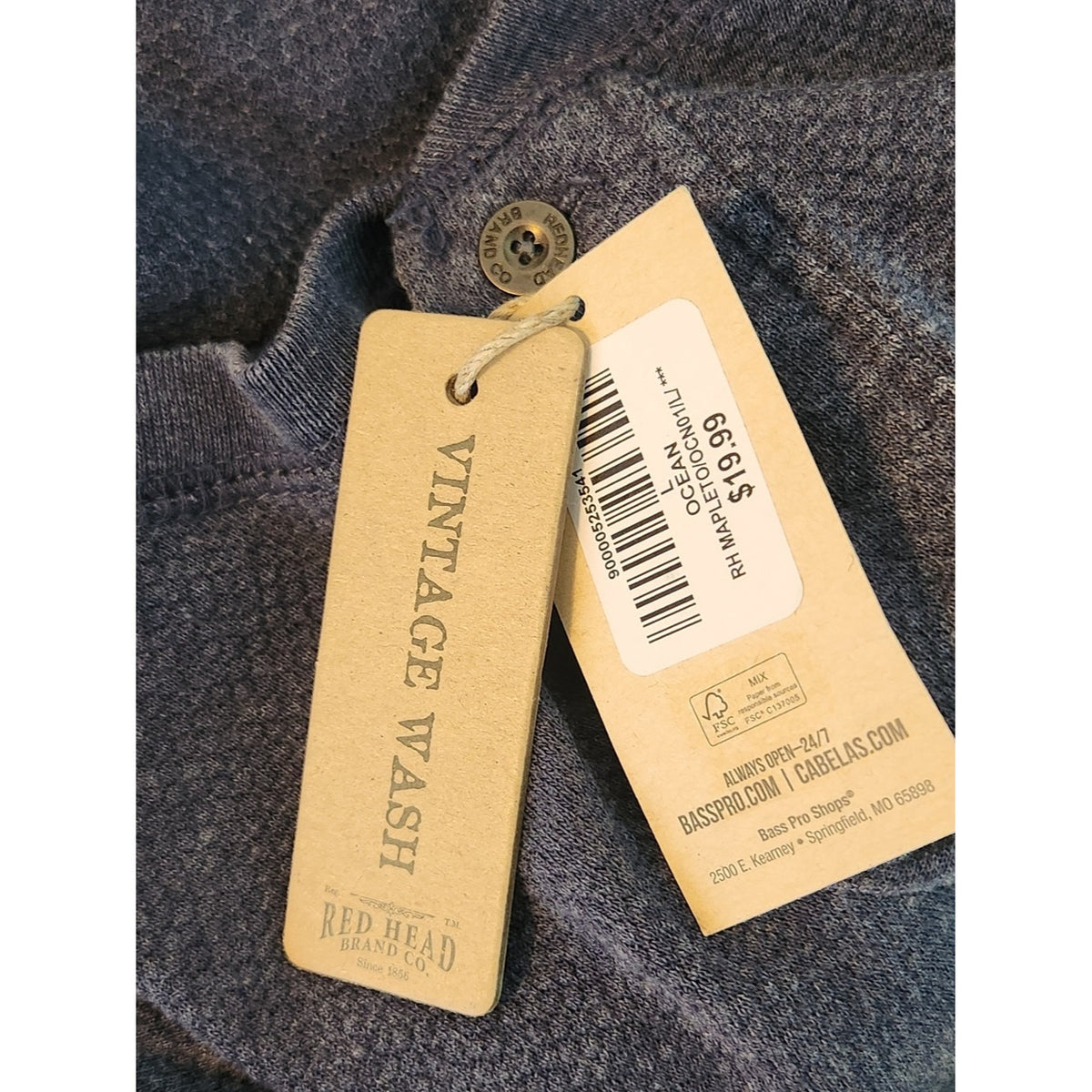 RedHead Blue Long Sleeve Henley Shirt NWT Size Large