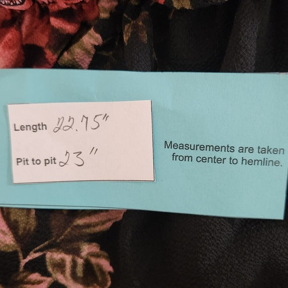 Love J Black Floral Print Off-Shoulder Black Blouse Size 2X Plus Size Floral Top