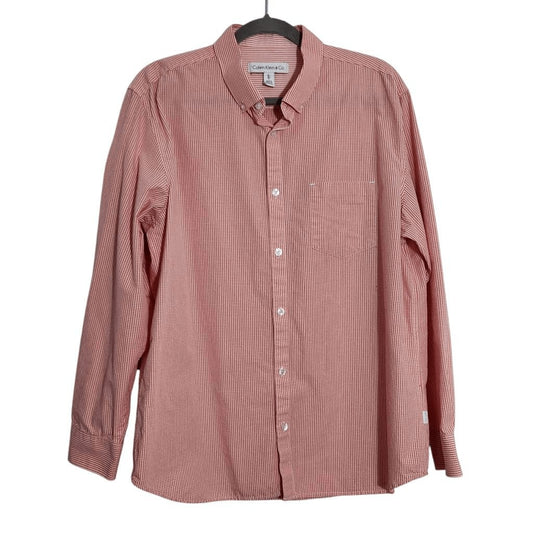 Calvin Klein Orange Gingham Button-Down Shirt Size Large Orange Button-Up Shirt