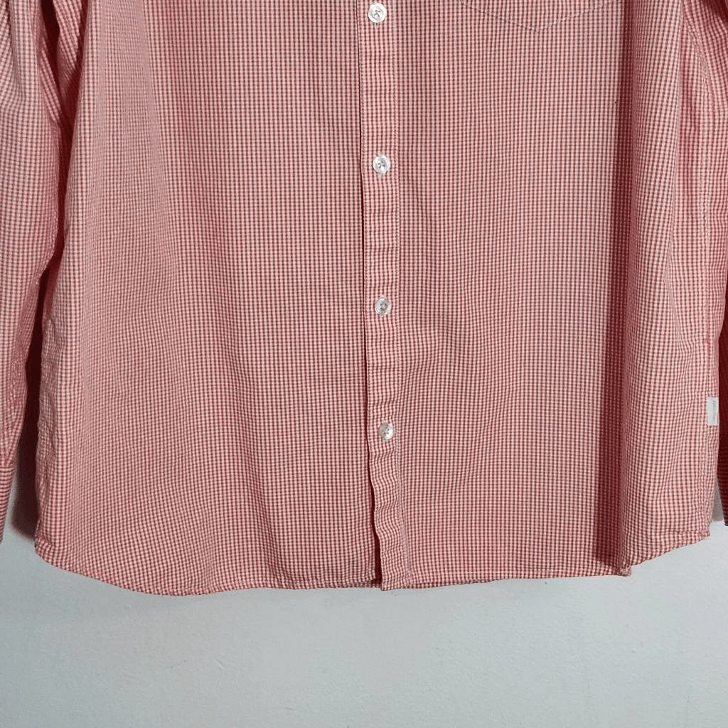 Calvin Klein Orange Gingham Button-Down Shirt Size Large Orange Button-Up Shirt