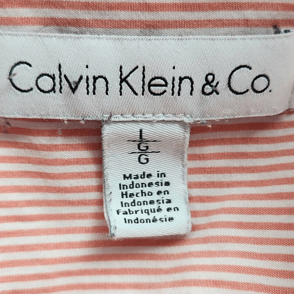 Calvin Klein Orange Gingham Button-Down Shirt Size Large Orange Button-Up Shirt