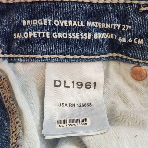 DL1961 Maternity Denim Overalls Distressing Size Large Maternity