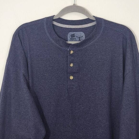 Hanes Navy Henley Size 2XL Hanes Beefy-T Dark Blue Cotton Henley