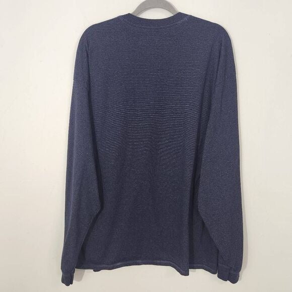 Hanes Navy Henley Size 2XL Hanes Beefy-T Dark Blue Cotton Henley