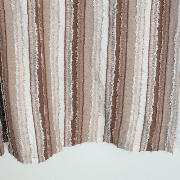 My Danielle Brown and White Textured Stripe Shift Dress Size XXL