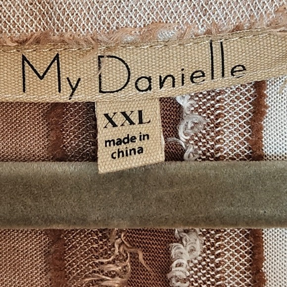 My Danielle Brown and White Textured Stripe Shift Dress Size XXL