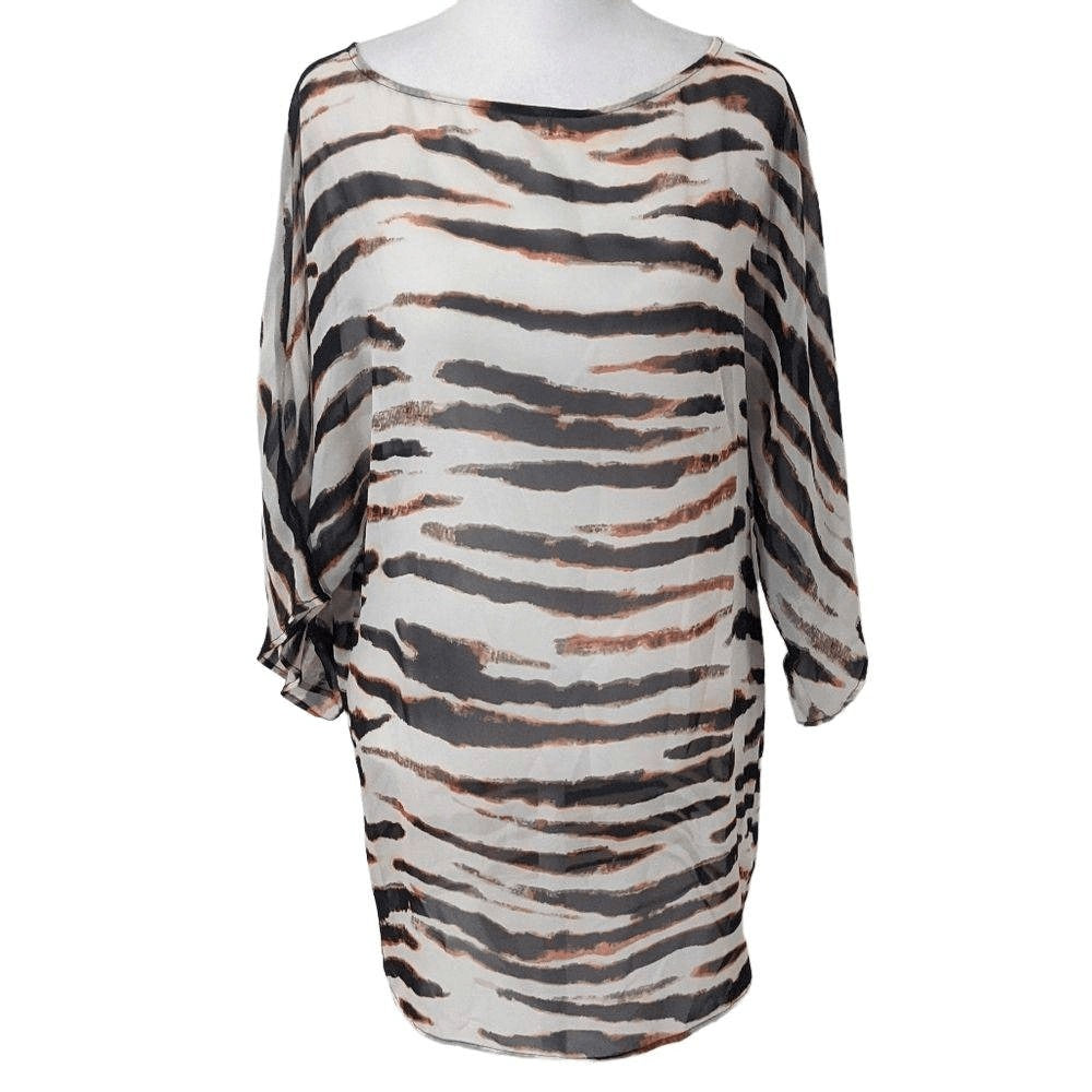 BB Dakota Tiger Striped Tunic Size XS BB Dakota Oversized Sheer Tunic