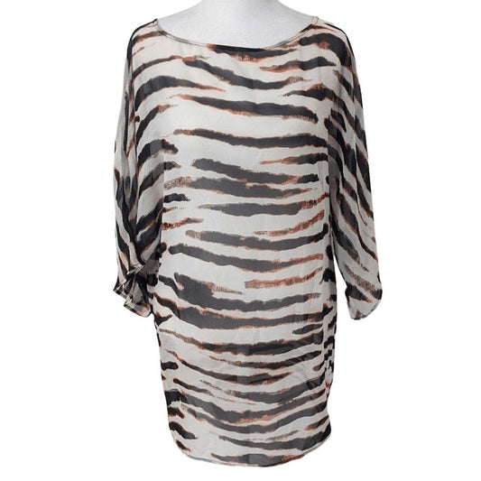 BB Dakota Tiger Striped Tunic Size XS BB Dakota Oversized Sheer Tunic