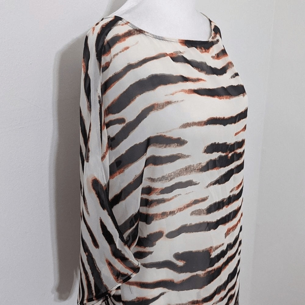 BB Dakota Tiger Striped Tunic Size XS BB Dakota Oversized Sheer Tunic