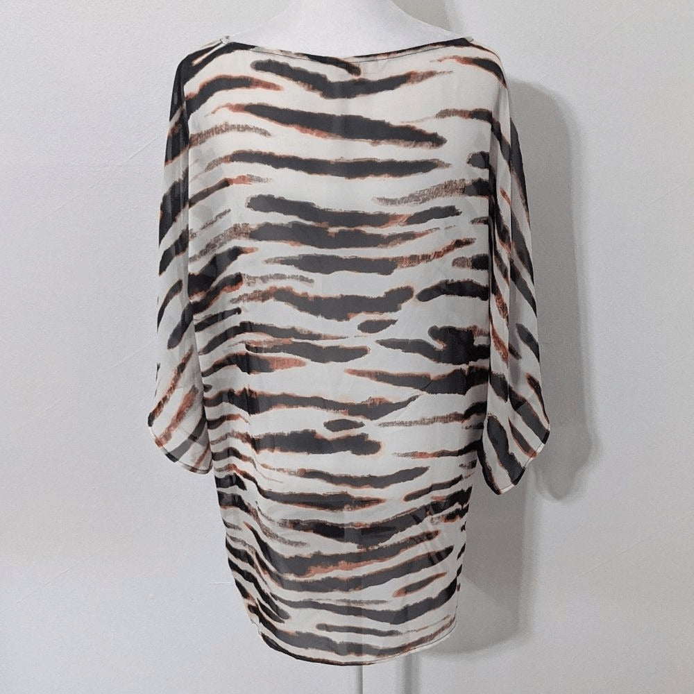 BB Dakota Tiger Striped Tunic Size XS BB Dakota Oversized Sheer Tunic