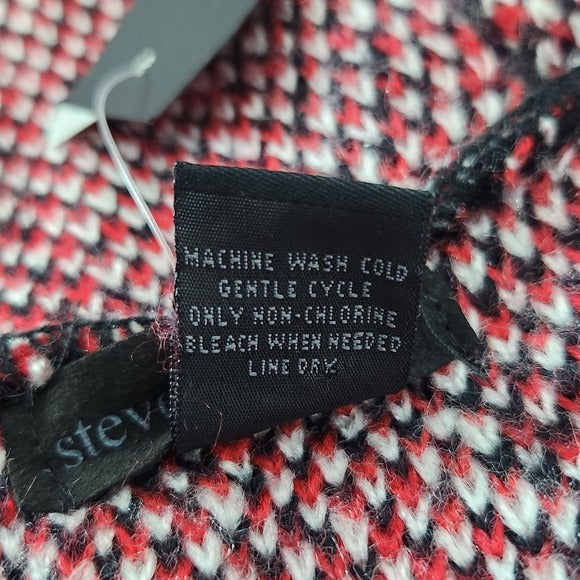 Steve Madden Red and Black Knit Infinity Scarf One Size New