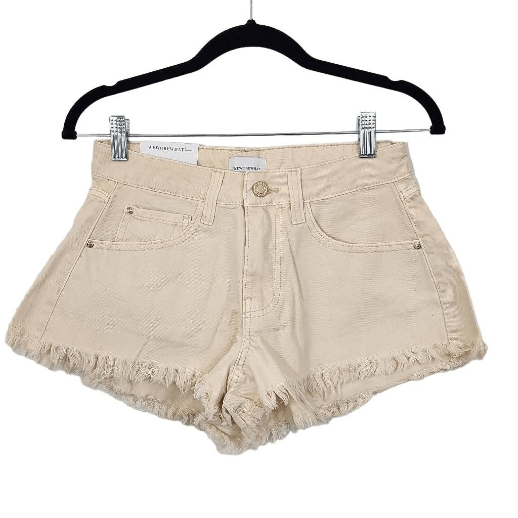 WeWoreWhat Cream Denim Cut Off Shorts NWT Size 24 Natural Revolve jean shorts