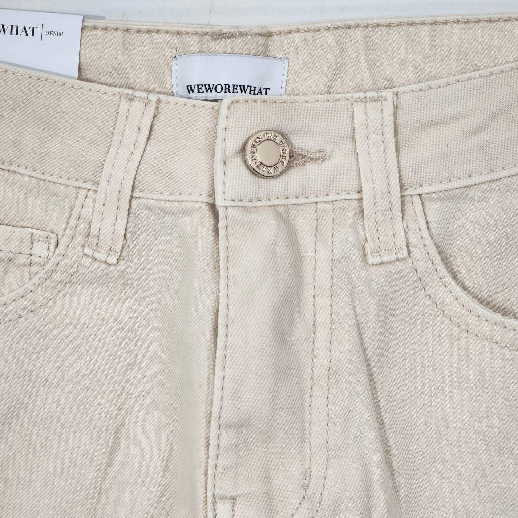WeWoreWhat Cream Denim Cut Off Shorts NWT Size 24 Natural Revolve jean shorts
