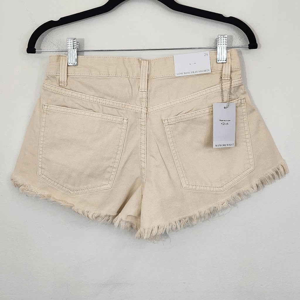 WeWoreWhat Cream Denim Cut Off Shorts NWT Size 24 Natural Revolve jean shorts