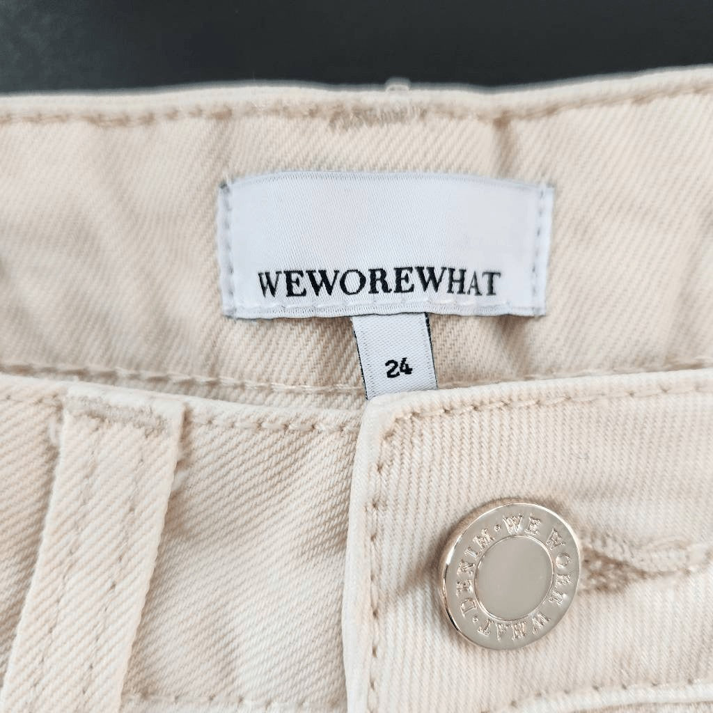 WeWoreWhat Cream Denim Cut Off Shorts NWT Size 24 Natural Revolve jean shorts