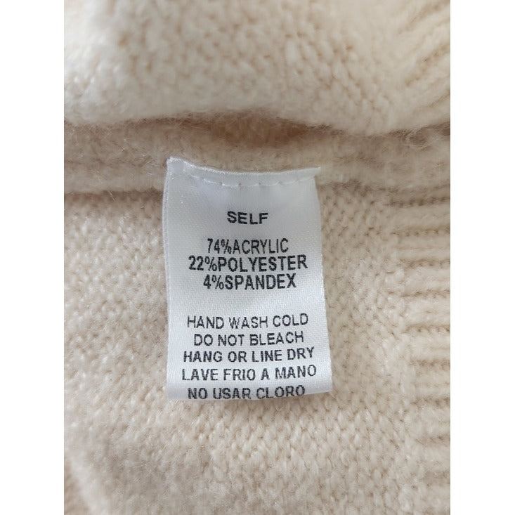 Easel Cream Heart Patch Oversized Fuzzy Sweater Size Large