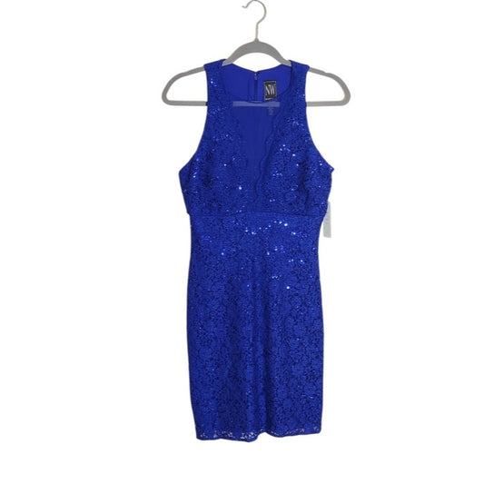 NW Royal Blue Sequin Lace Mini Dress Size 8 NWT