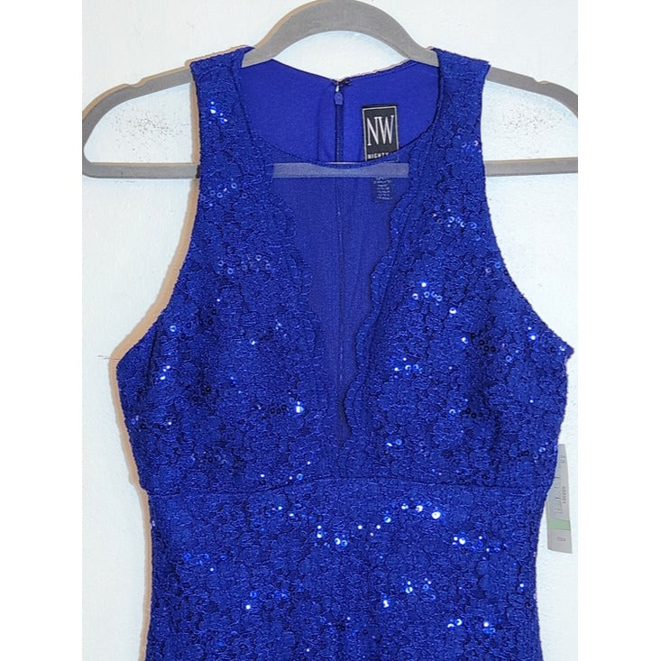 NW Royal Blue Sequin Lace Mini Dress Size 8 NWT