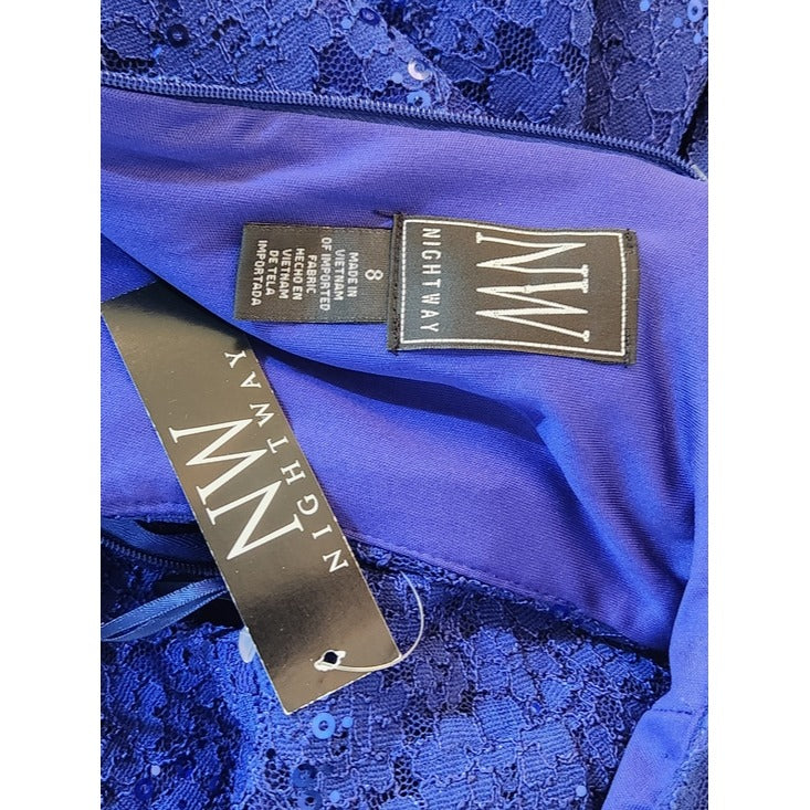 NW Royal Blue Sequin Lace Mini Dress Size 8 NWT