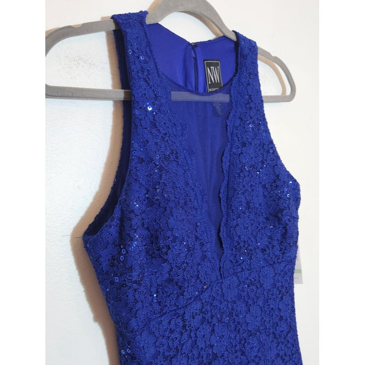 NW Royal Blue Sequin Lace Mini Dress Size 8 NWT