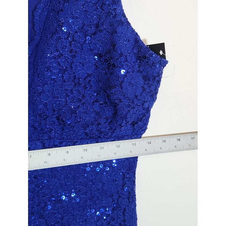 NW Royal Blue Sequin Lace Mini Dress Size 8 NWT